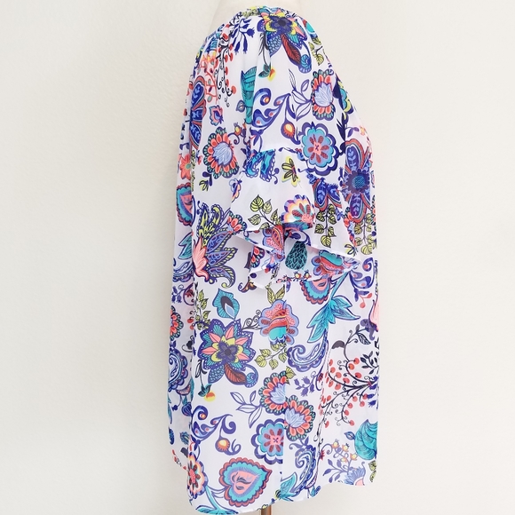 MILLY for DesigNation Boho Floral Peasant Top - Picture 4 of 12